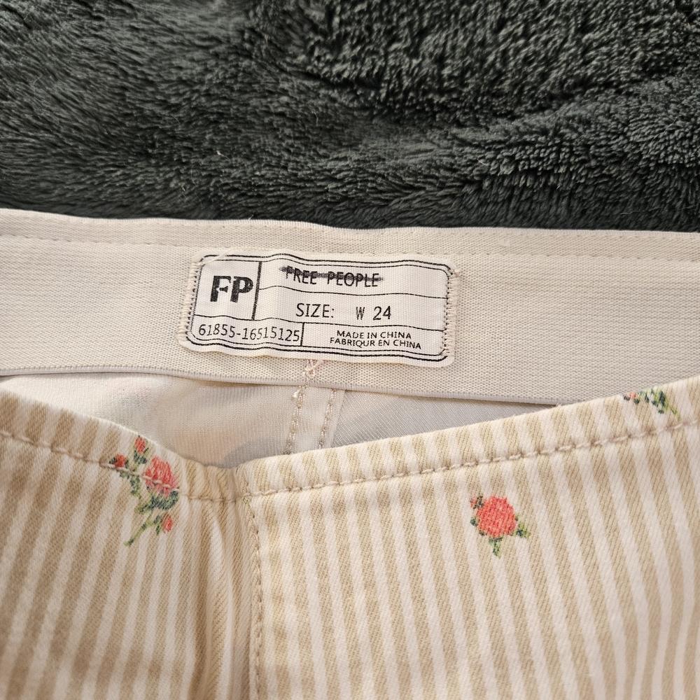 Free People Cream Floral Ribbed Bootcut Pants - Picture 4 of 4